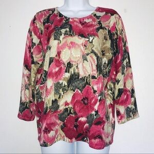 2/$20 Alfred Dunner Floral Sequin Bead Shimmer Sweater